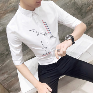 Κομψό πουκάμισο ανδρών με πολύχρωμη εφαρμογή και μανίκι 3/4 σε διάφορα μοντέλα