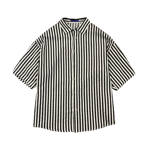 Cămașă bărbați cu dungi în 2 culori cu mâneci 3/4 - model larg