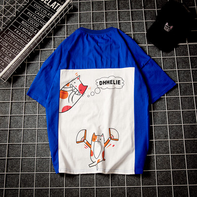 Μοντέρνο αρσενικό μπλουζάκι με ενδιαφέρουσα εφαρμογή σε κίτρινο και μπλε χρώμα