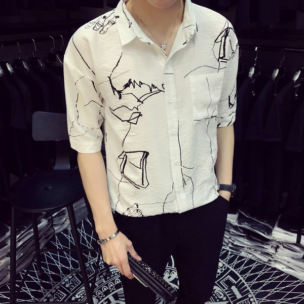 Cămașă modernă pentru bărbați cu mâneci 3/4 în mai multe culori