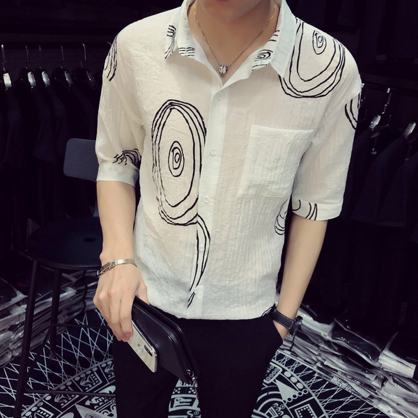 Cămașă modernă pentru bărbați cu mâneci 3/4 în mai multe culori