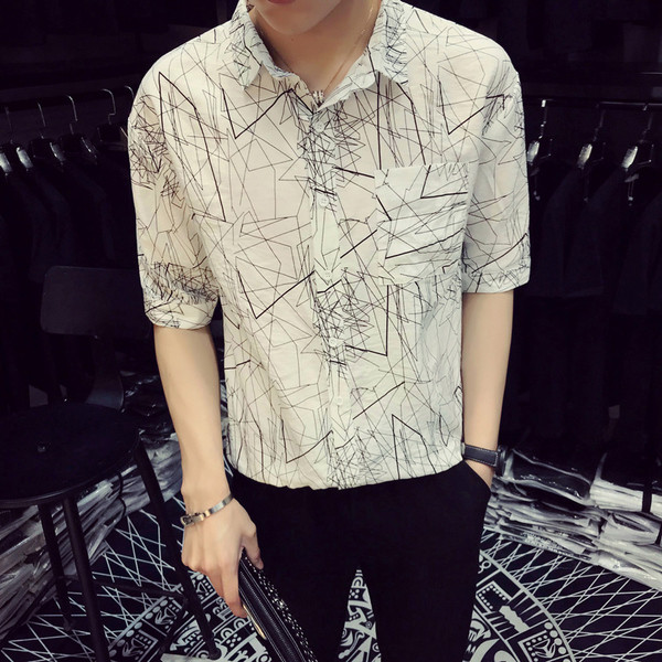 Cămașă modernă pentru bărbați cu mâneci 3/4 în mai multe culori