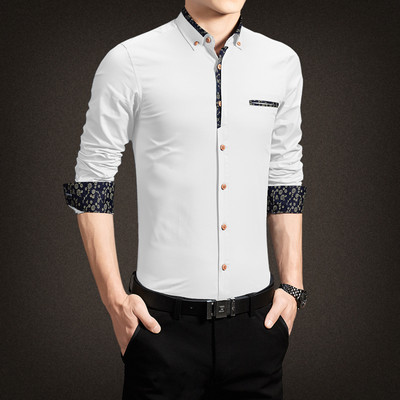 Модерна мъжка риза с 3/4 ръкав и интересни детайли - Slim модел