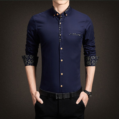 Μοντέρνο πουκάμισο ατόμων με μανίκια 3/4 και ενδιαφέρουσες λεπτομέρειες - Λεπτό μοντέλο