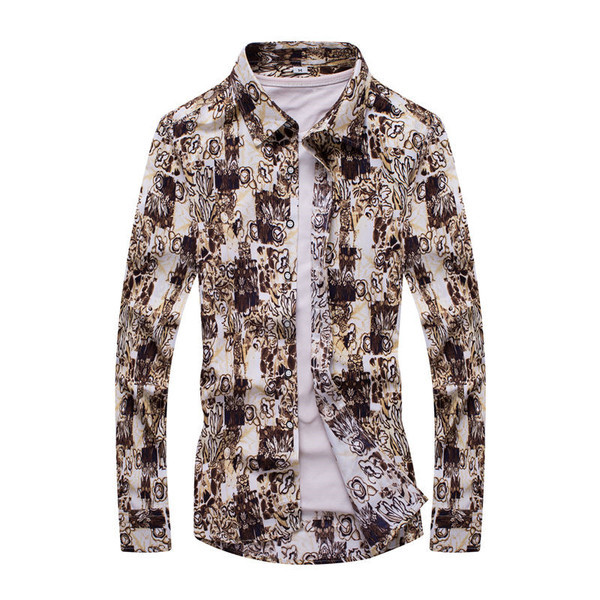 Cămașă pentru bărbați cu mâneci lungi într-un imprimeu modern - mai multe culori
