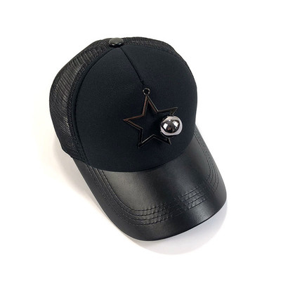 Casual καπέλο ανδρών με μεταλλική διακόσμηση σε μαύρο χρώμα