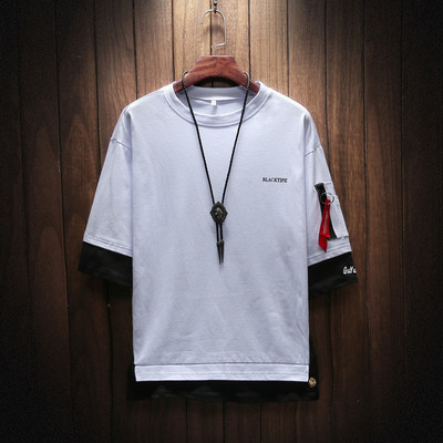 Tricou modern pentru bărbați cu decolteu O și buzunar la mânecă în mai multe culori