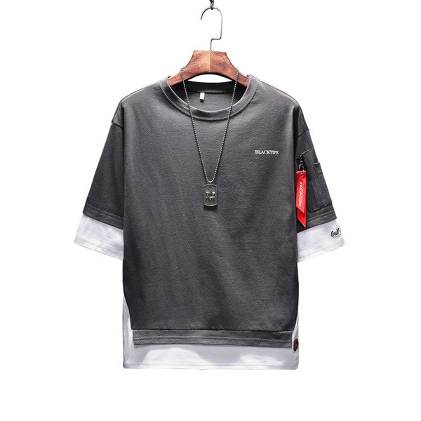 Tricou modern pentru bărbați cu decolteu O și buzunar la mânecă în mai multe culori