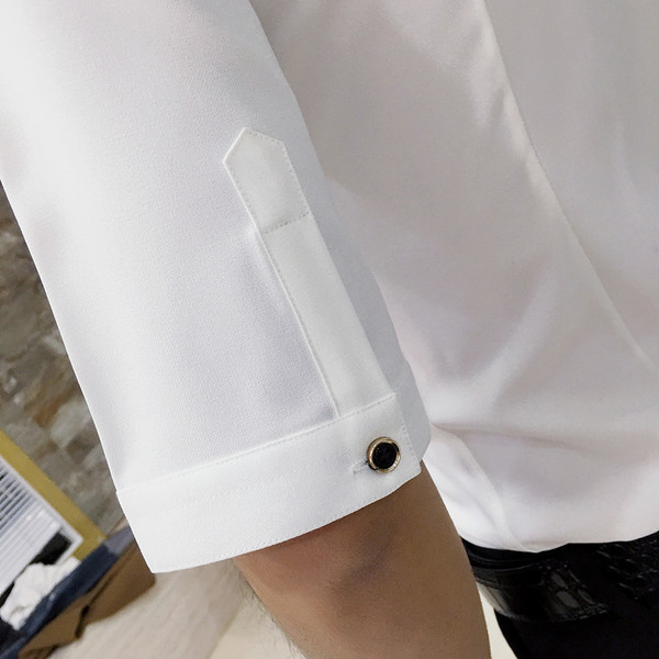 Cămașă modernă pentru bărbați cu mâneci 3/4 și cravată - model Slim