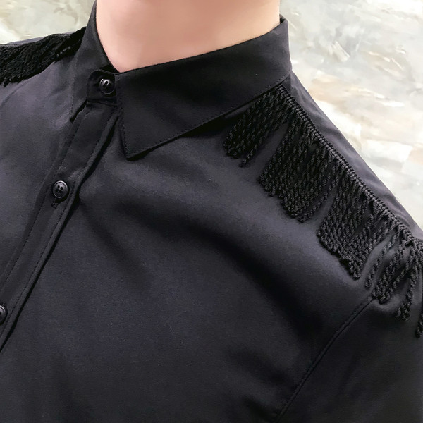 Camasa barbati model nou cu maneci 3/4 si franjuri - model Slim