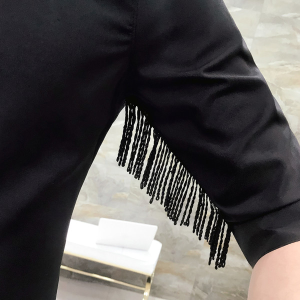 Camasa barbati model nou cu maneci 3/4 si franjuri - model Slim