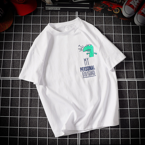 Лятна мъжка тениска с надписи в бял и жълт  цвят