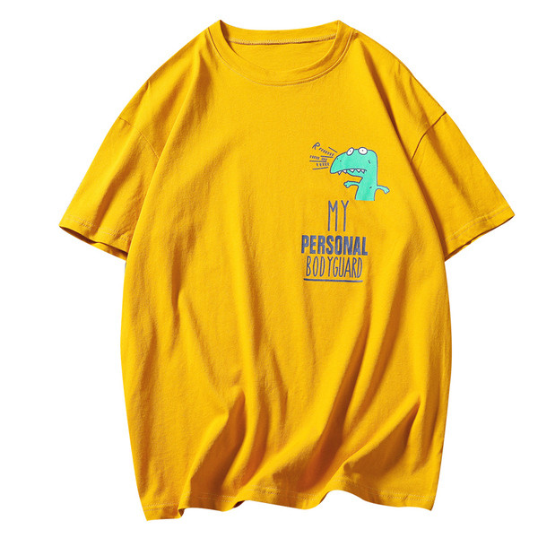 Лятна мъжка тениска с надписи в бял и жълт  цвят