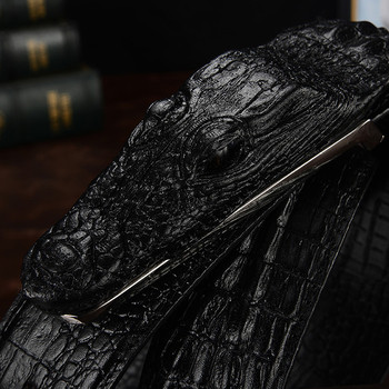 Модерен мъжки колан в черен и кафяв цвят - Крокодил