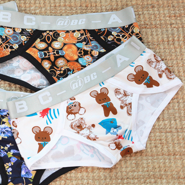 Lenjerie confortabilă pentru bărbați din bumbac, cu imprimeu color în cinci culori