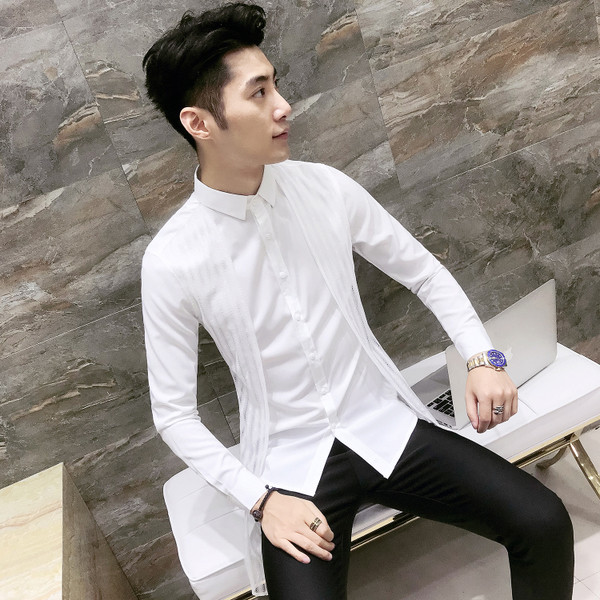 Μοντέρνο πουκάμισο ατόμων με μακριά κρόσσια σε 2 χρώματα - Λεπτό μοντέλο