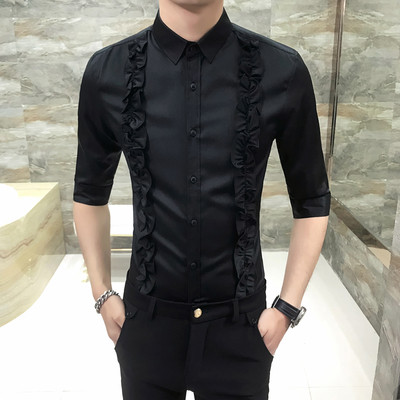 Cămașă modernă pentru bărbați cu detalii interesante - model Slim