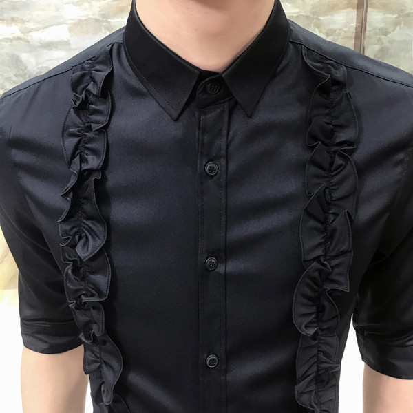 Cămașă modernă pentru bărbați cu detalii interesante - model Slim