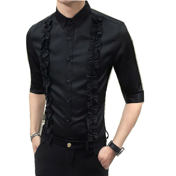 Cămașă modernă pentru bărbați cu detalii interesante - model Slim