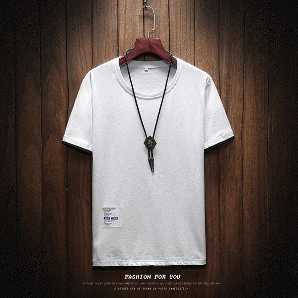 Tricou elegant pentru bărbați cu decolteu O, model simplu în alb-negru