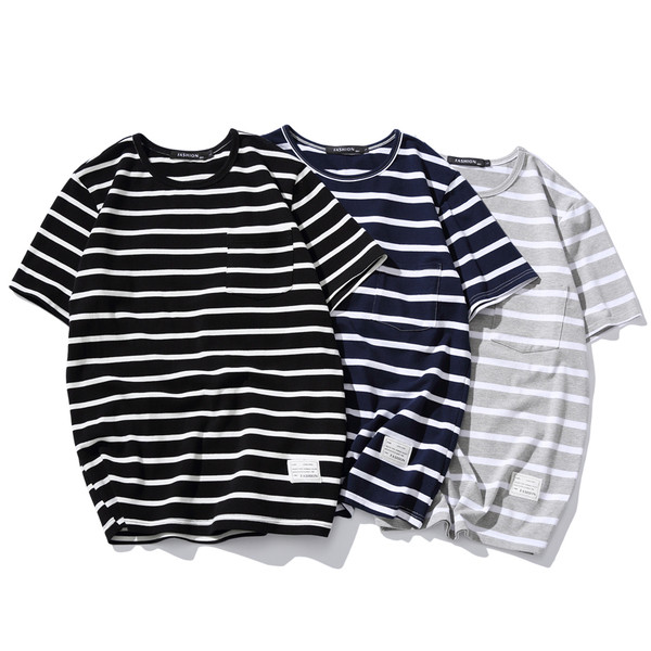 Tricou bărbătesc în dungi cu decolteu O în mai multe culori