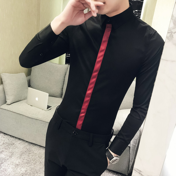 Camasa barbati model nou in culorile alb si negru - model Slim