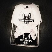 Κομψό ανδρικό μπλουζάκι με λαιμόκοψη και ένδυμα μαύρου σκύλου