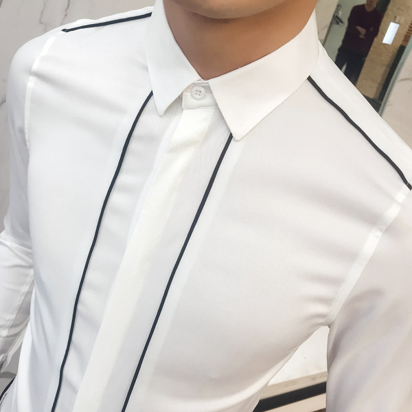 Ανδρικό πουκάμισο με μακρύ μανίκι σε ασπρόμαυρο μοντέλο