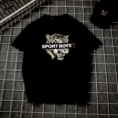 Μπλουζάκι ανδρικό μπλουζάκι με έγχρωμη εφαρμογή και ασπρόμαυρη πινακίδα