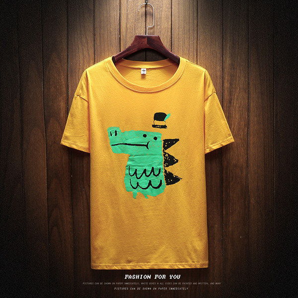 Tricou bărbătesc din bumbac cu decolteu O și aplicație colorată în două culori