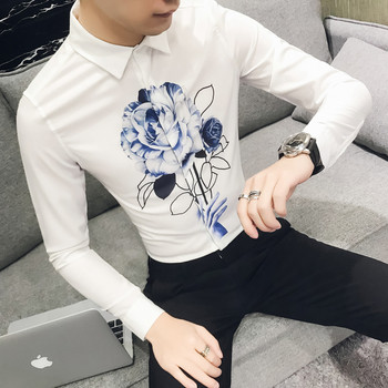 Μοντέρνο πουκάμισο ατόμων με τριαντάφυλλο - Λεπτό μοντέλο