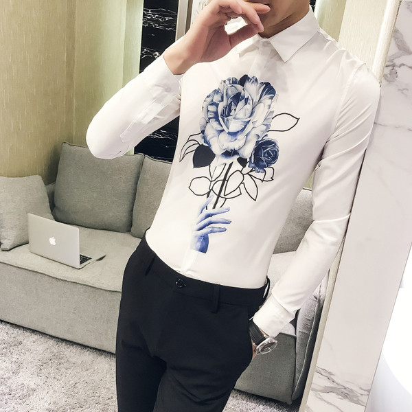 Μοντέρνο πουκάμισο ατόμων με τριαντάφυλλο - Λεπτό μοντέλο