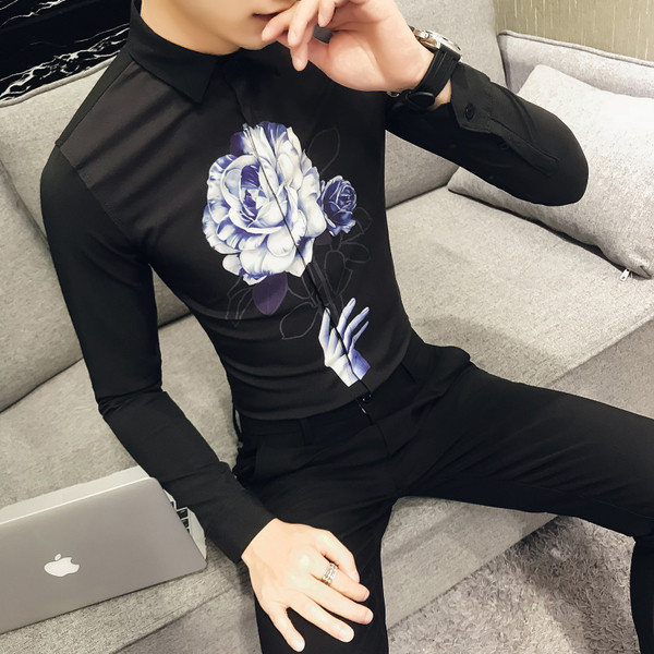 Μοντέρνο πουκάμισο ατόμων με τριαντάφυλλο - Λεπτό μοντέλο