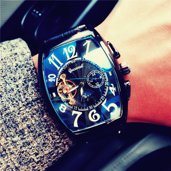 Ceas mare pentru barbati in mai multe culori cu curea din piele