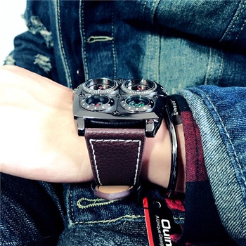 Екстравагантен мъжки часовник в черен и кафяв цвят