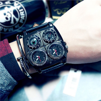 Екстравагантен мъжки часовник в черен и кафяв цвят