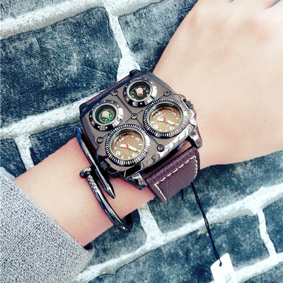 Ceas de bărbați extravagant în negru și maro