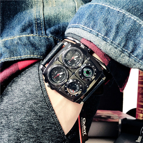 Ceas de bărbați extravagant în negru și maro