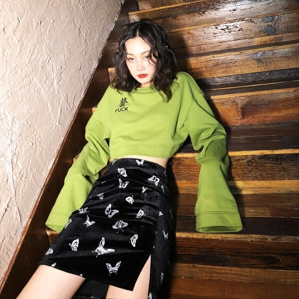 Fusta de dama cu talie inalta de catifea