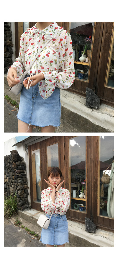 Fusta eleganta din denim de culoare deschisa