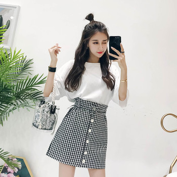 Fusta dama in carouri in doua culori