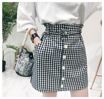 Fusta dama in carouri in doua culori