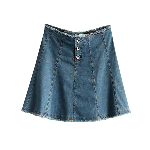 Модерна разкроена дънкова пола с висока талия