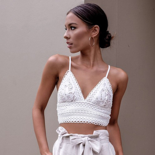 Top de dama din dantela cu captuseala alba si roz