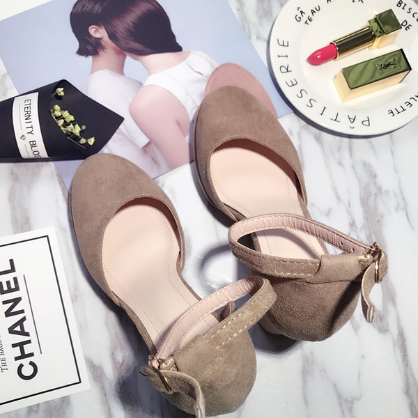 Sandale de dama din piele intoarsa cu toc gros in mai multe culori