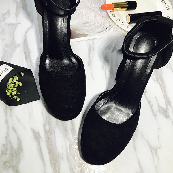 Sandale de dama din piele intoarsa cu toc gros in mai multe culori