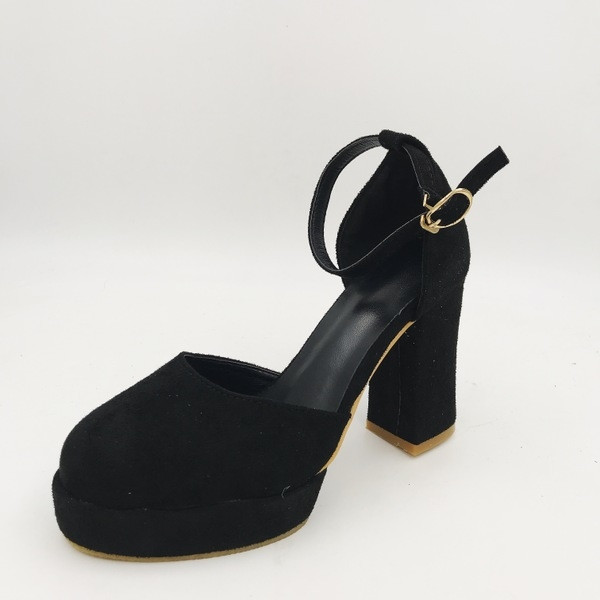 Sandale de dama din piele intoarsa cu toc gros in mai multe culori