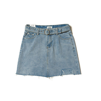 Φούστα denim "denim" με υψηλή μέση σε δύο χρώματα
