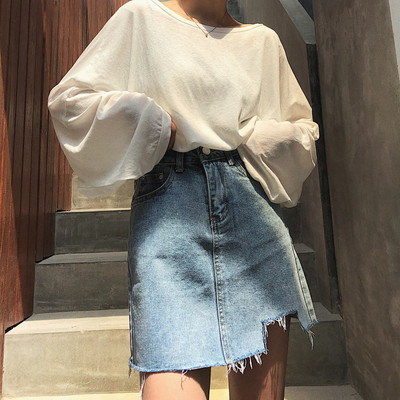 Φούστα denim "denim" με υψηλή μέση σε δύο χρώματα
