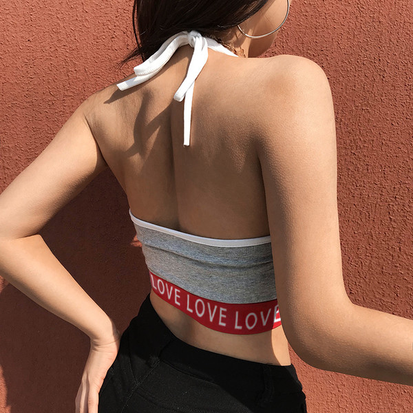 Top de damă sport-casual cu bandă elastică largă și inscripție în două culori